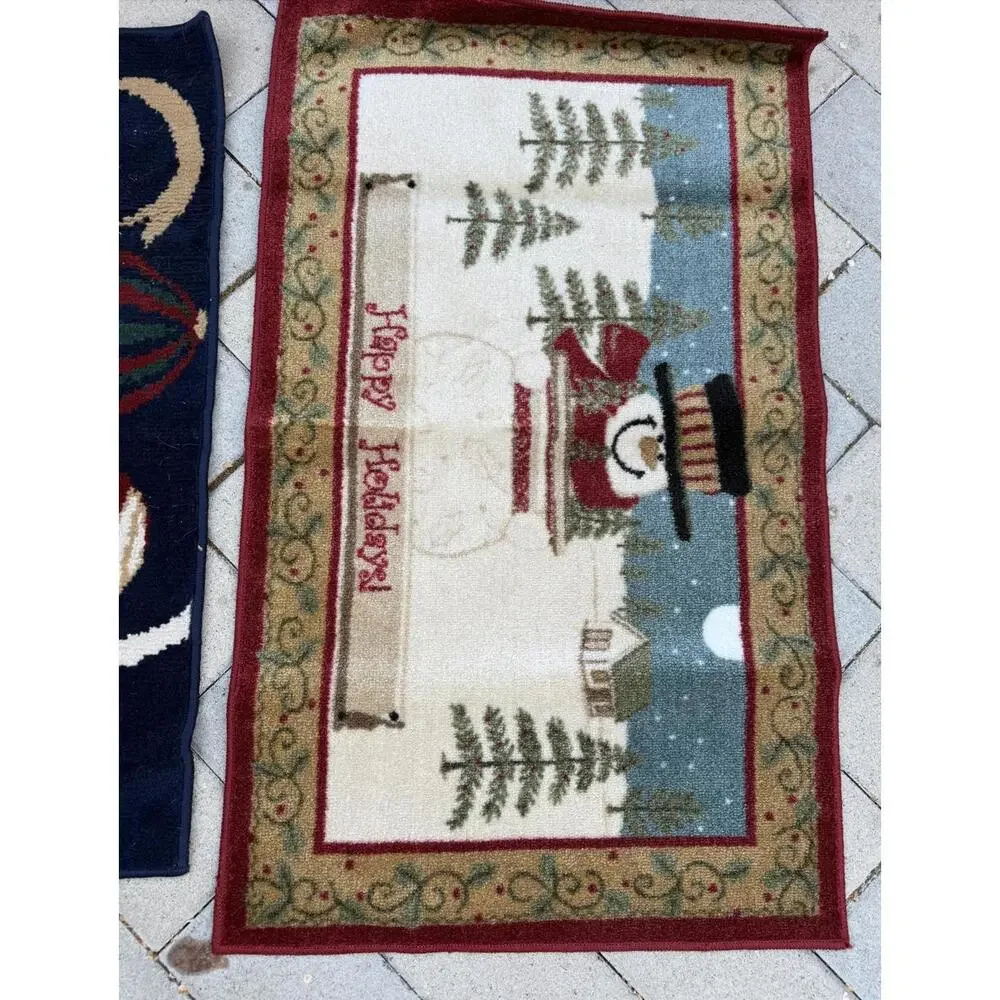 Lot of 4 Holiday Christmas Rugs – Snowman, Santa & Ornaments